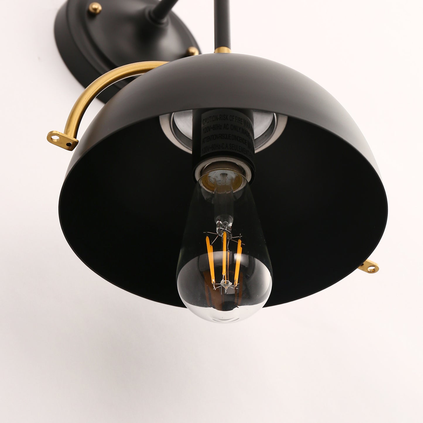 YANSUN 10 In. 1-Light Black and Gold Wall Sconce Modern Light Fixture for Bedroom or Hallway with White Globe Shade