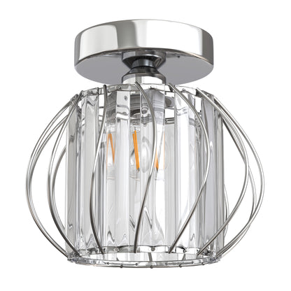 7 in. 1-Light Brushed Nickel Modern Semi Flush Mount Ceiling Light for Foyer, Entryway, Kitchen, Bedroom, Dining Room