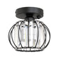 YANSUN Geometric Semi Flush Ceiling Light Black Metal Crystal with Motion Sensor E26