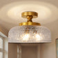 YANSUN 12.2in Brass Semi Flush Mount Ceiling Light with Globe Glass Shade 3-Light E12 Ceiling Fixture for Bedroom Hallway Kitchen