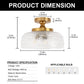 YANSUN 12.2in Brass Semi Flush Mount Ceiling Light with Globe Glass Shade 3-Light E12 Ceiling Fixture for Bedroom Hallway Kitchen