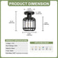 YANSUN 6.3 in. 1-Light Matte Black Traditional Semi Flush Mount Ceiling Light with Triangular Crystal Rods, No Bulbs Included