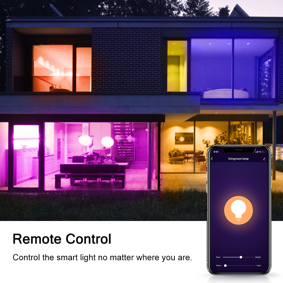 YANSUN 100-Watt Equivalence BR40 LED RGB Color Changing 2700K-6000K Wi-Fi Smart Light Bulb (1-Pack)