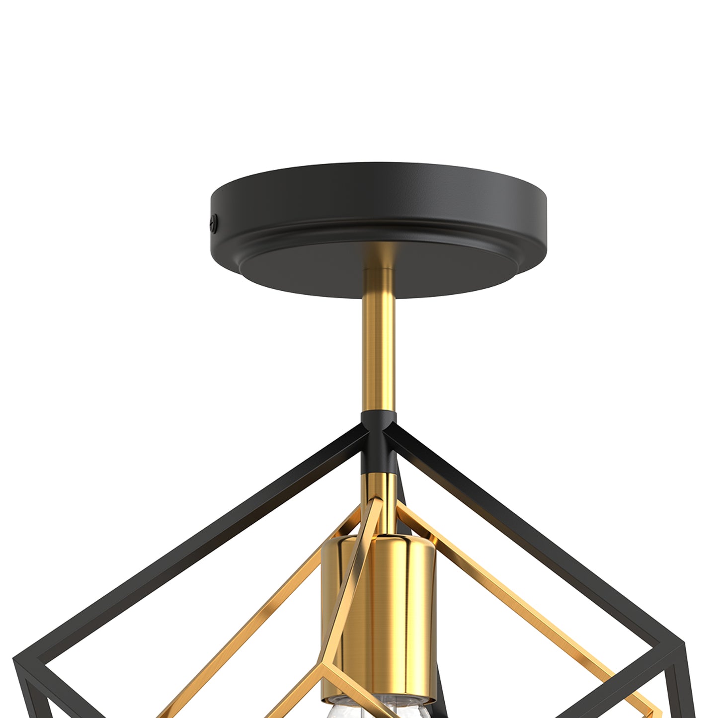 YANSUN Geometric Dual-Layer Flush Mount Ceiling Light, Black & Brushed Copper Finish, Modern Minimalist Design (6.3"x5.1")