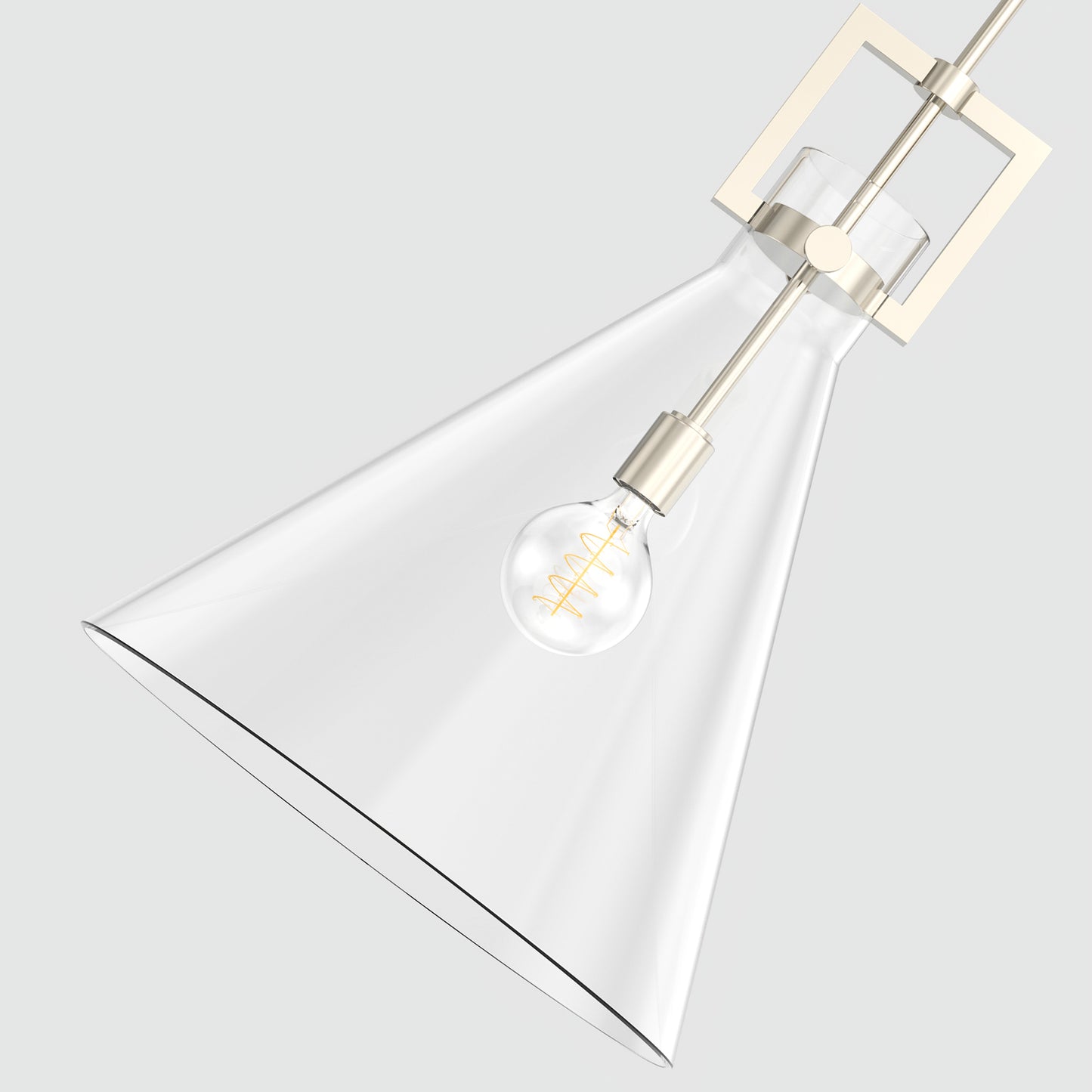 YANSUN 1-Light Nickel Pendant Light with Inverted Cone Shade and E26 Socket for Dining, Kitchen, or Entryway