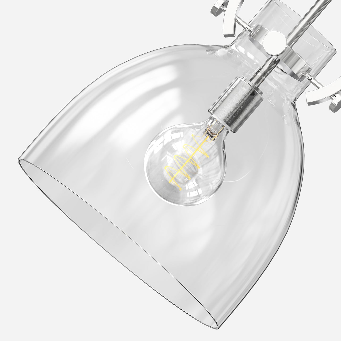 YANSUN 1-Light Nickel Pendant Light with Clear Glass Bell Shade E26 Base Mini Hanging Fixture No Light Bulb Included