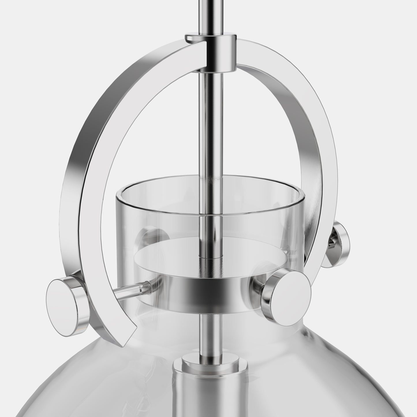 YANSUN 1-Light Nickel Pendant Light with Clear Glass Bell Shade E26 Base Mini Hanging Fixture No Light Bulb Included
