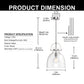 YANSUN 1-Light Nickel Pendant Light with Clear Glass Bell Shade E26 Base Mini Hanging Fixture No Light Bulb Included