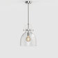 YANSUN 1-Light Nickel Pendant Light with Clear Glass Bell Shade E26 Base Mini Hanging Fixture No Light Bulb Included