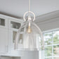 18 in. 1-Light Modern Industrial Pendant Light with Clear Glass Shade, Brushed Nickel for Kitchen Island and Dining Room