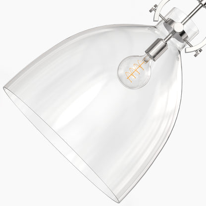 18 in. 1-Light Modern Industrial Pendant Light with Clear Glass Shade, Brushed Nickel for Kitchen Island and Dining Room