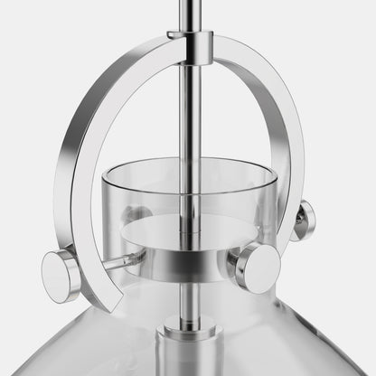 18 in. 1-Light Modern Industrial Pendant Light with Clear Glass Shade, Brushed Nickel for Kitchen Island and Dining Room