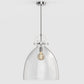 18 in. 1-Light Modern Industrial Pendant Light with Clear Glass Shade, Brushed Nickel for Kitchen Island and Dining Room