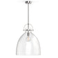 18 in. 1-Light Modern Industrial Pendant Light with Clear Glass Shade, Brushed Nickel for Kitchen Island and Dining Room