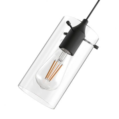 YANSUN 5-Light Modern Matte Black Pendant Light with Clear Glass Shade Traditional E26 Ceiling Light Fixture for Kitchen