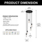 YANSUN 5-Light Modern Matte Black Pendant Light with Clear Glass Shade Traditional E26 Ceiling Light Fixture for Kitchen