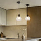 YANSUN 60 Watts 2-Pack 1-Light Matte Black Modern Pendant Light with Diamond Ripple Glass Shade and No Bulb Included