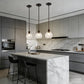 YANSUN 60 Watts 2-Pack 1-Light Matte Black Modern Pendant Light with Diamond Ripple Glass Shade and No Bulb Included