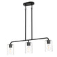 YANSUN 3-Light Island Pendant Light Fixture, Black, E26, No Bulbs, No Glass