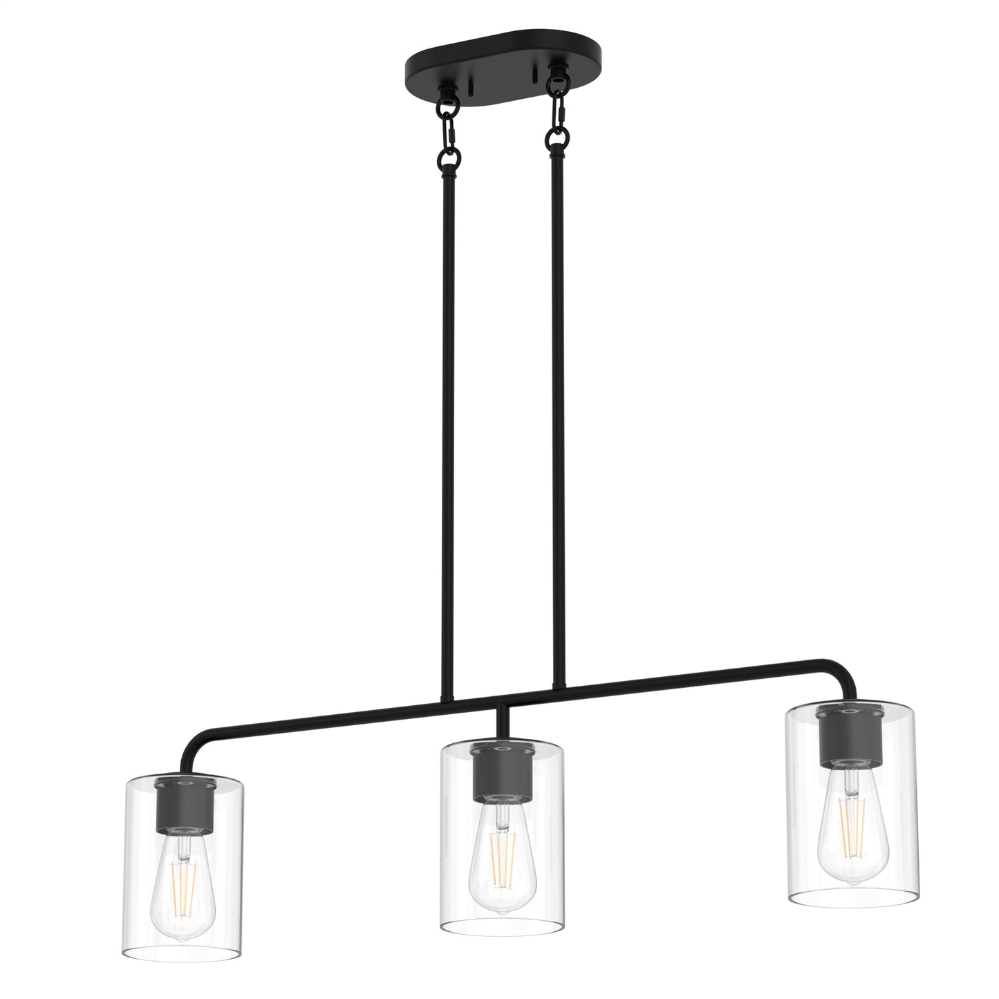 YANSUN 3-Light Island Pendant Light Fixture, Black, E26, No Bulbs, No Glass