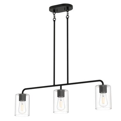 YANSUN 3-Light Island Pendant Light Fixture, Black, E26, No Bulbs, No Glass