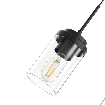 3-Light Cluster Kitchen Island Pendant Light with Matte Black Finish and Glass Shades for Dining Room No Bulbs Included