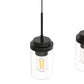 3-Light Cluster Kitchen Island Pendant Light with Matte Black Finish and Glass Shades for Dining Room No Bulbs Included