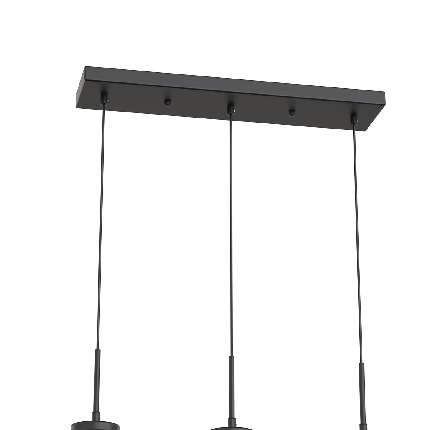 3-Light Cluster Kitchen Island Pendant Light with Matte Black Finish and Glass Shades for Dining Room No Bulbs Included