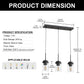 3-Light Cluster Kitchen Island Pendant Light with Matte Black Finish and Glass Shades for Dining Room No Bulbs Included