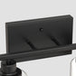 YANSUN 13.4 in. 2 Light Matte Black Vanity Light with Clear Cylinder Glass Shades for Industrial Bathroom Design