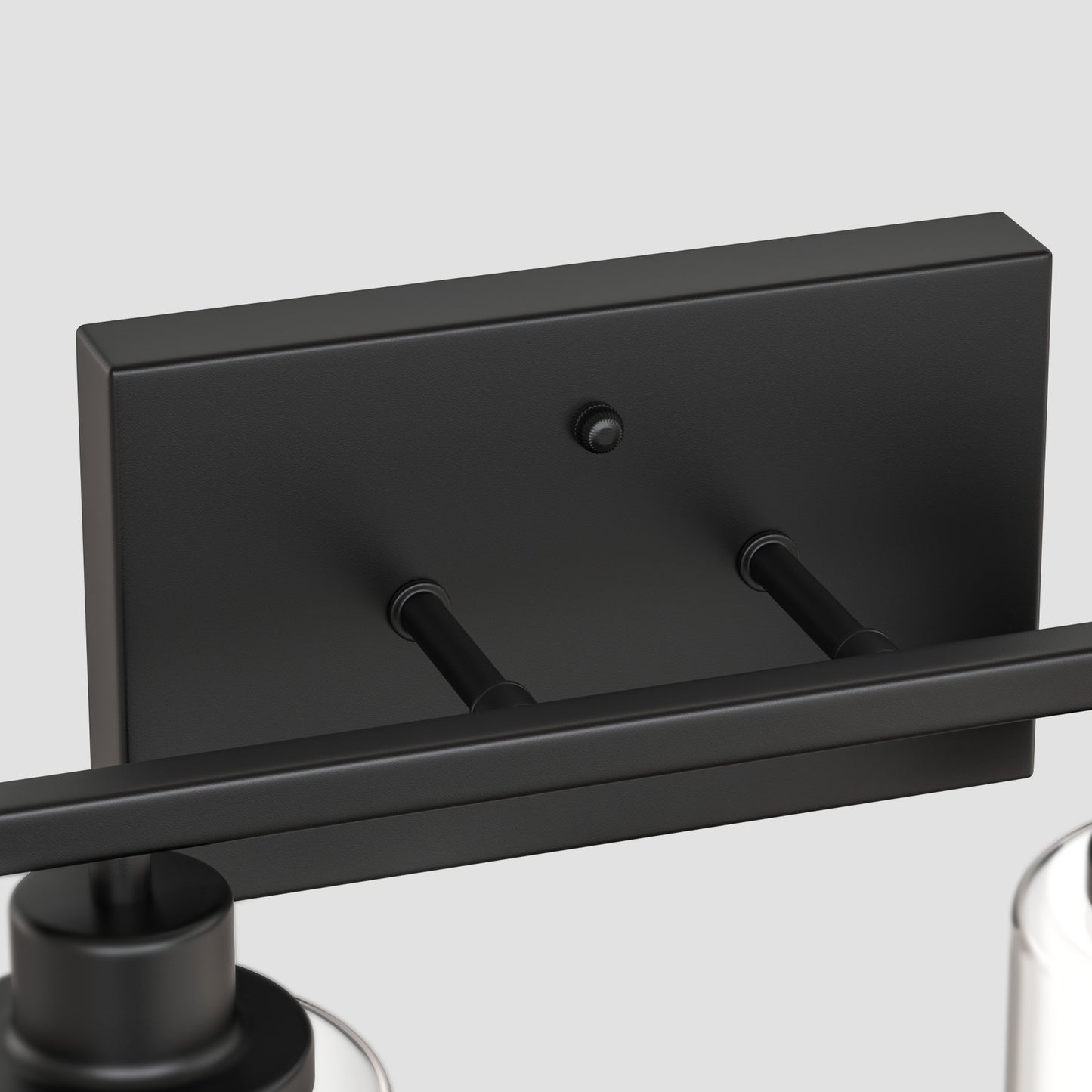 YANSUN 13.4 in. 2 Light Matte Black Vanity Light with Clear Cylinder Glass Shades for Industrial Bathroom Design