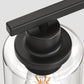 YANSUN 13.4 in. 2 Light Matte Black Vanity Light with Clear Cylinder Glass Shades for Industrial Bathroom Design