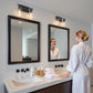 YANSUN 13.4 in. 2 Light Matte Black Vanity Light with Clear Cylinder Glass Shades for Industrial Bathroom Design