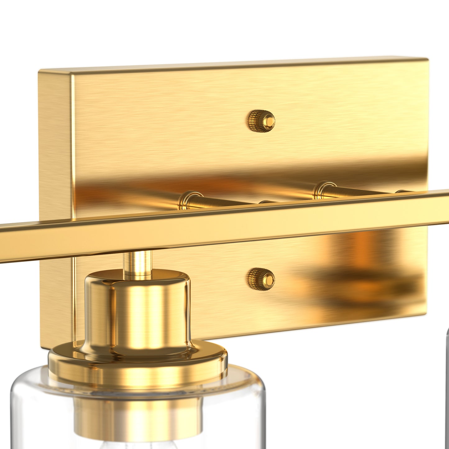 YANSUN 31.5 in. 4-Light Industrial Vintage Vanity Light, Copper Finish, Clear Glass Cylinder Shades, E26 Socket, Modern Bathroom Wall Light