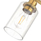 YANSUN 31.5 in. 4-Light Industrial Vintage Vanity Light, Copper Finish, Clear Glass Cylinder Shades, E26 Socket, Modern Bathroom Wall Light