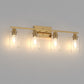 YANSUN 31.5 in. 4-Light Industrial Vintage Vanity Light, Copper Finish, Clear Glass Cylinder Shades, E26 Socket, Modern Bathroom Wall Light