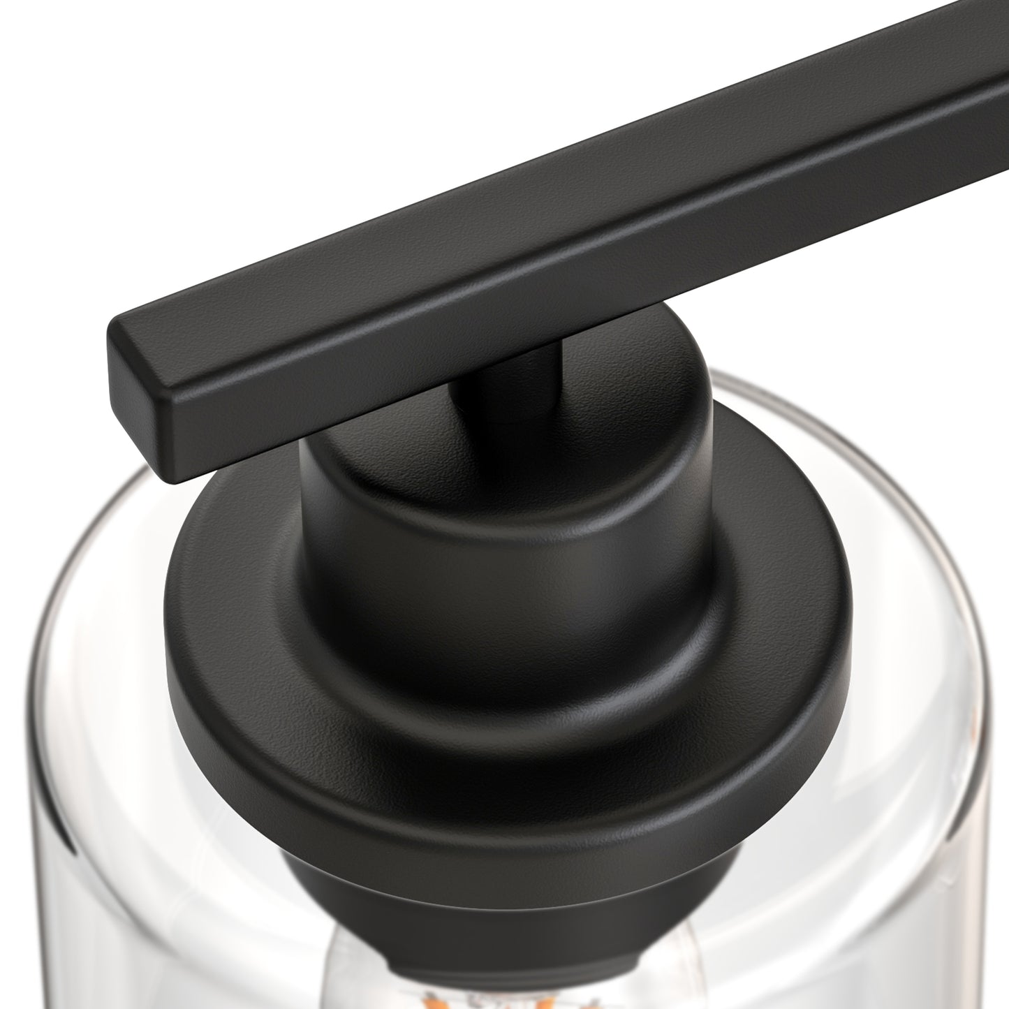 YANSUN 35.4 in. 5 Light Matte Black Vanity Light with Clear Cylinder Glass Shades for Industrial Bathroom Use
