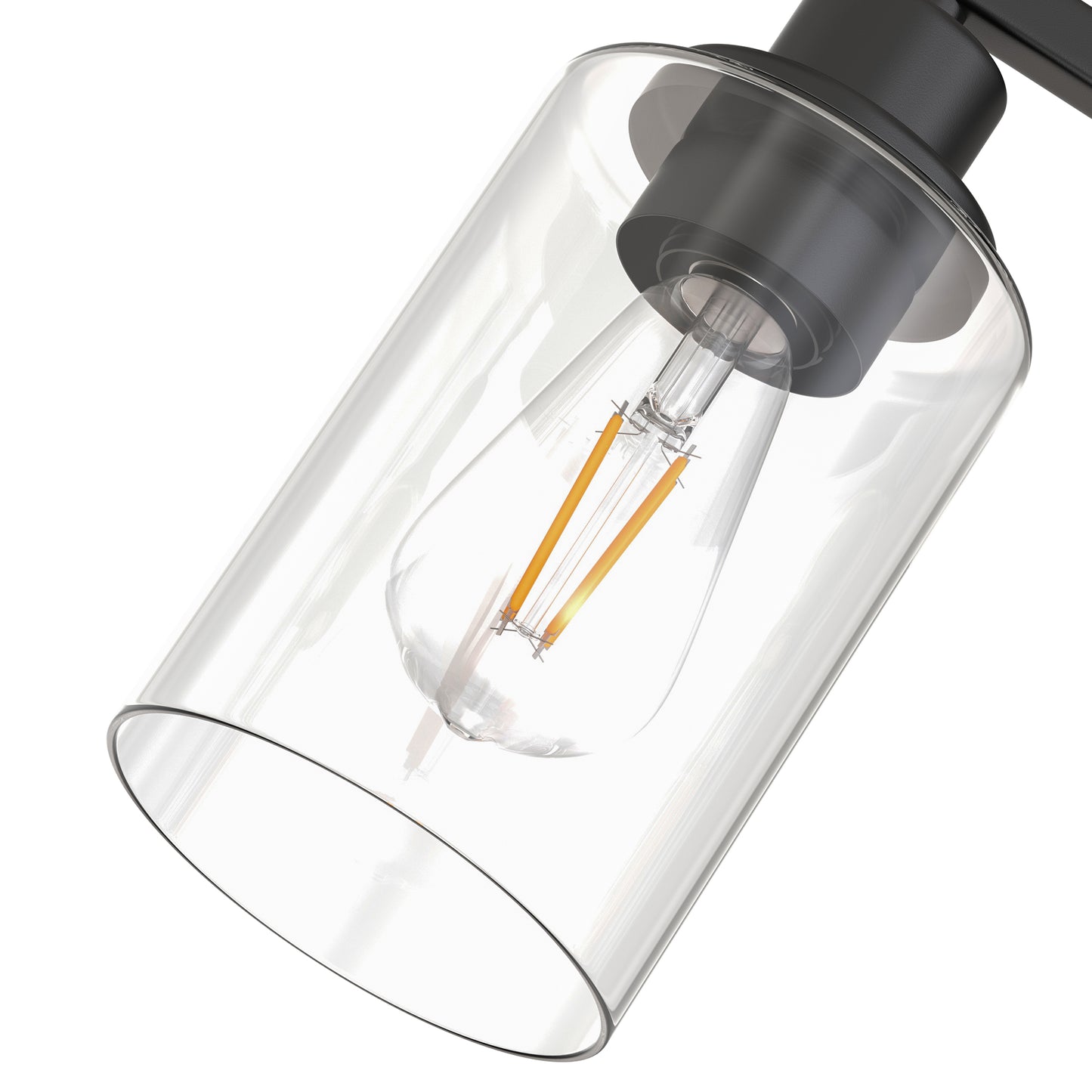 YANSUN 35.4 in. 5 Light Matte Black Vanity Light with Clear Cylinder Glass Shades for Industrial Bathroom Use