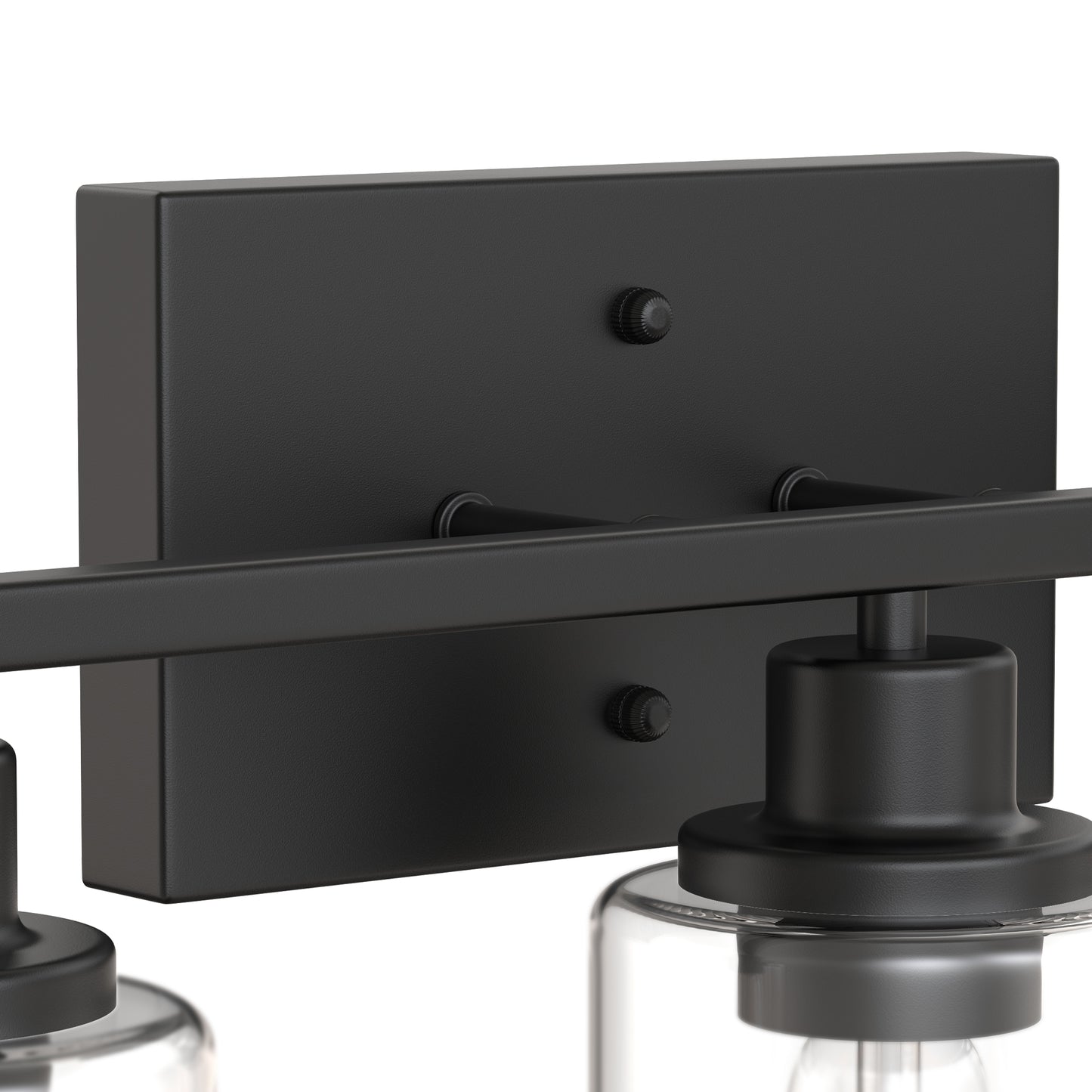 YANSUN 35.4 in. 5 Light Matte Black Vanity Light with Clear Cylinder Glass Shades for Industrial Bathroom Use
