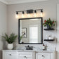 YANSUN 35.4 in. 5 Light Matte Black Vanity Light with Clear Cylinder Glass Shades for Industrial Bathroom Use