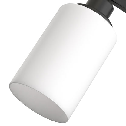 YANSUN 3-Light Industrial Vintage Vanity Light with Frosted Cylinder Glass Shades Black E26 Bulb Not Included