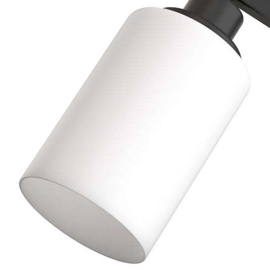 YANSUN 3-Light Industrial Vintage Vanity Light with Frosted Cylinder Glass Shades Black E26 Bulb Not Included