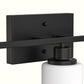 YANSUN 24 in. 3 Light Matte Black Vanity Light with Frosted Cylinder Glass Shades for Industrial Bathroom Design