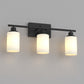 YANSUN 3-Light Industrial Vintage Vanity Light with Frosted Cylinder Glass Shades Black E26 Bulb Not Included