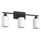 YANSUN 24 in. 3 Light Matte Black Vanity Light with Frosted Cylinder Glass Shades for Industrial Bathroom Design