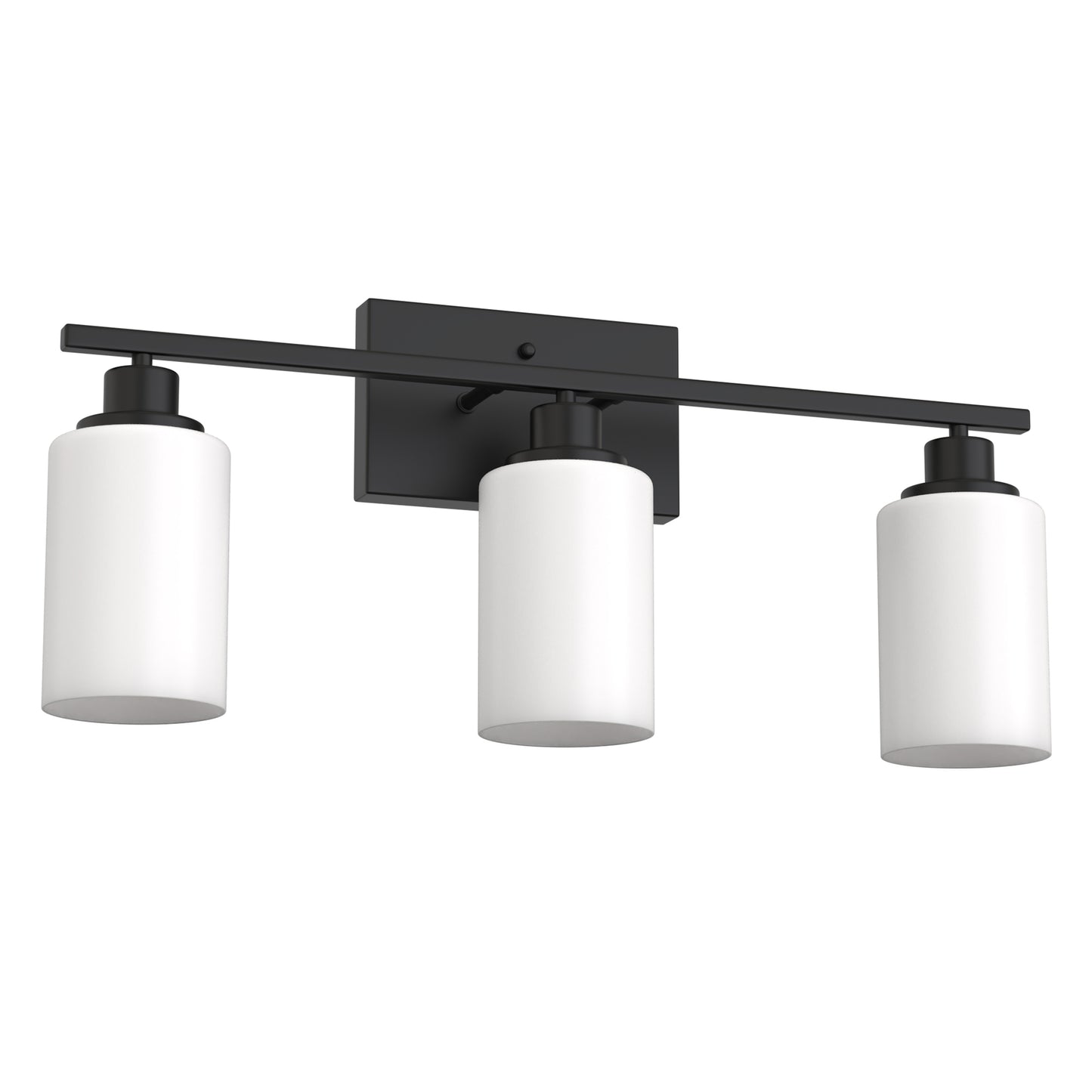 YANSUN 24 in. 3 Light Matte Black Vanity Light with Frosted Cylinder Glass Shades for Industrial Bathroom Design