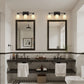 YANSUN 24 in. 3 Light Matte Black Vanity Light with Frosted Cylinder Glass Shades for Industrial Bathroom Design