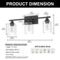 YANSUN 24 in. 3 Light Matte Black Vanity Light with Clear Square Glass Shades for Industrial Bathroom Decor