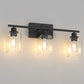 YANSUN 24 in. 3 Light Matte Black Vanity Light with Clear Square Glass Shades for Industrial Bathroom Decor