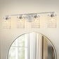 YANSUN 4-Light Bathroom Vanity Mirror Light, Nickel Crystal Finish, E12 Socket, Modern Vanity Lighting for Bedroom, Hallway
